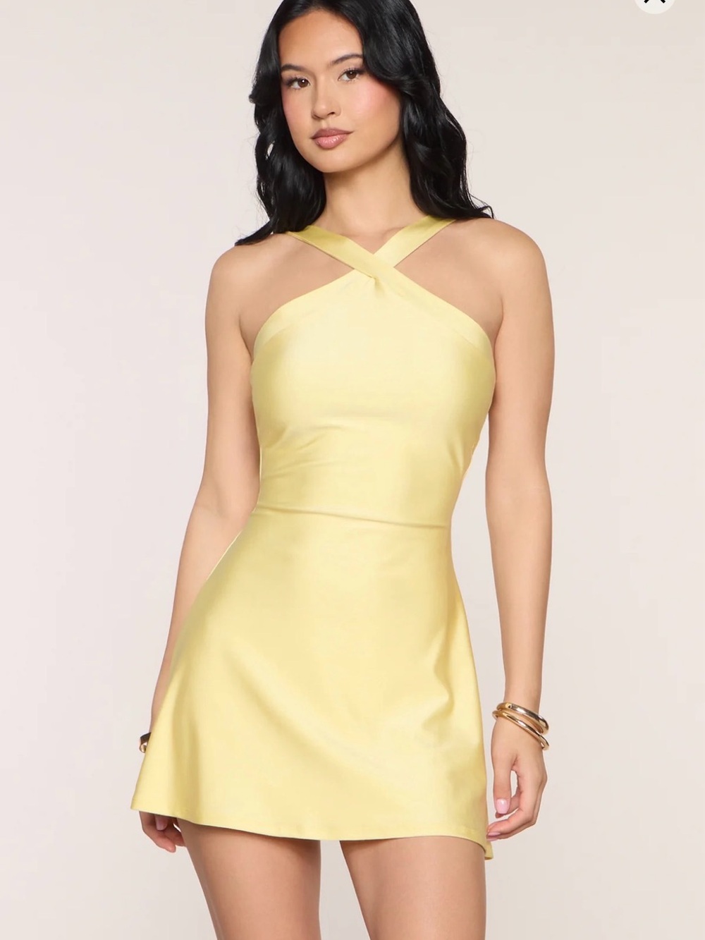 NEW Booked And Busy Open Back Mini Dress Yellow XS